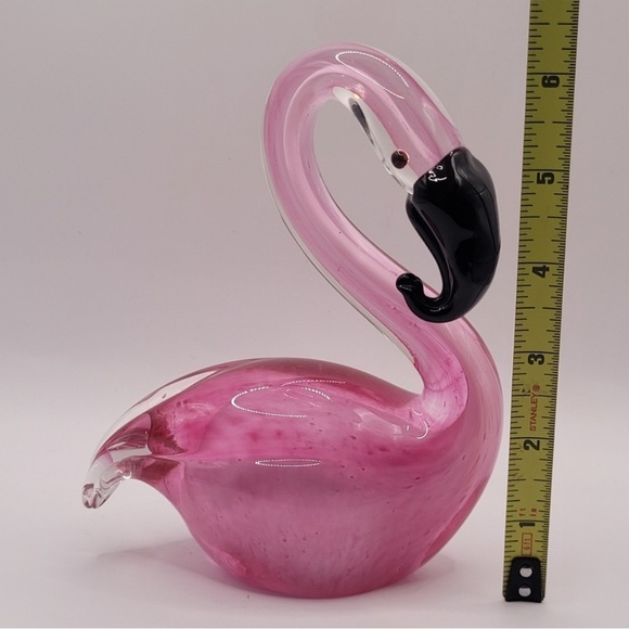 Elegant Pink Glass Flamingo Sculpture - Picture 6 of 7